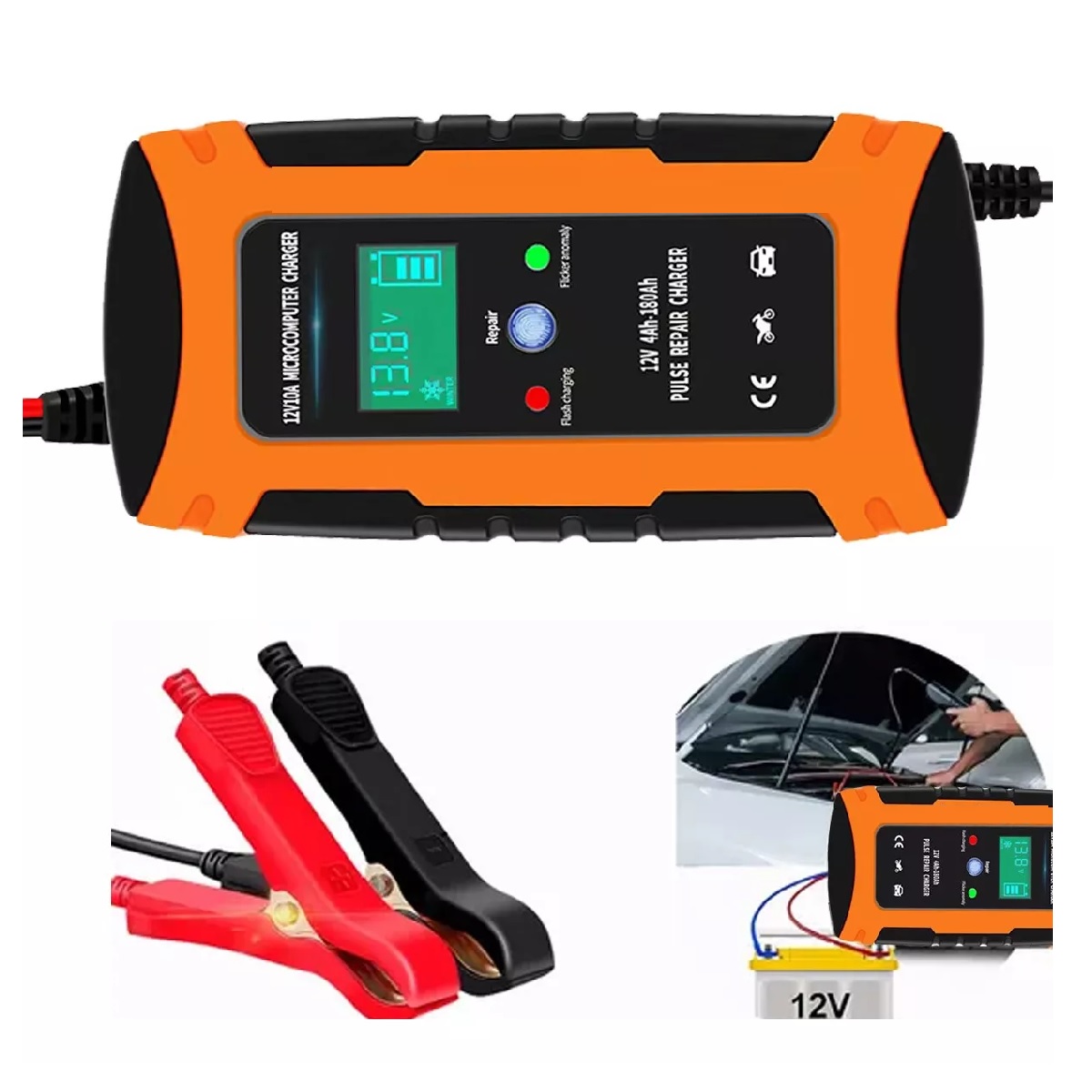 Cargador De Batería Rápido De Coche Moto Inteligente 12v 10a