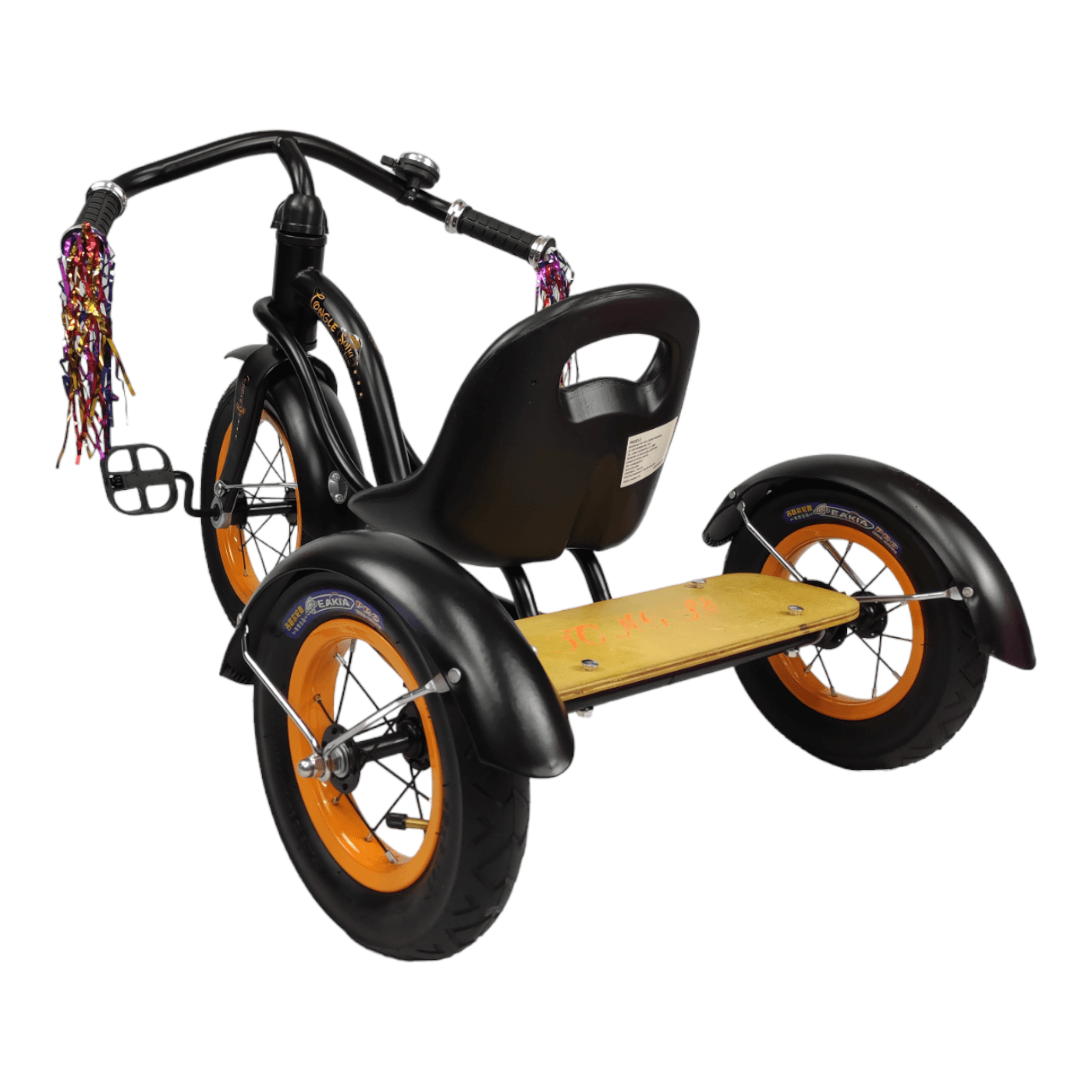 Triciclo para Niños Infantil con Llantas de Aire Vintage Timbre  - Negro