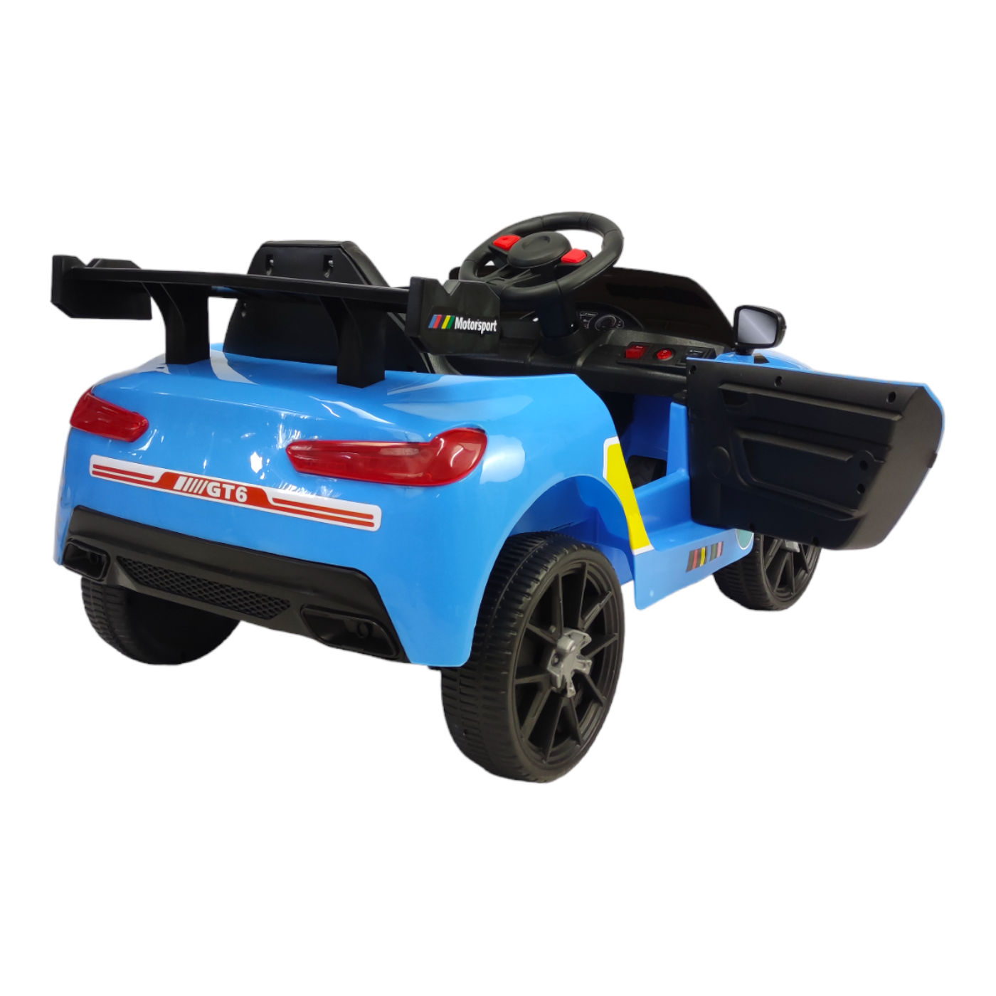 Montable Electrico Control Remoto 6v 90cm largo Luz y Sonido - Azul.