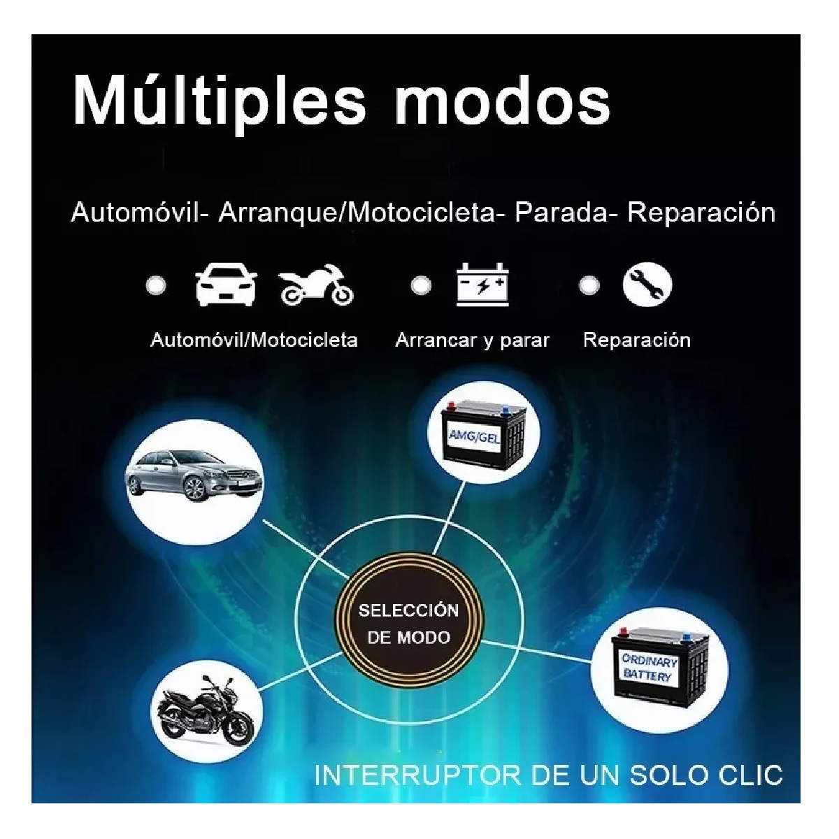 Cargador de batería inteligente de 2, 10 o 25 A y 12 V, totalmente  automático, con modo de invierno