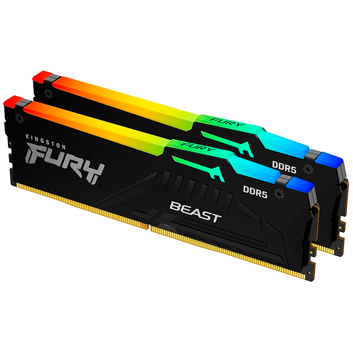 Memoria RAM DDR5 64GB 5200MT/s KINGSTON FURY BEAST RGB 2x32GB Negro KF552C36BBEAK2-64 