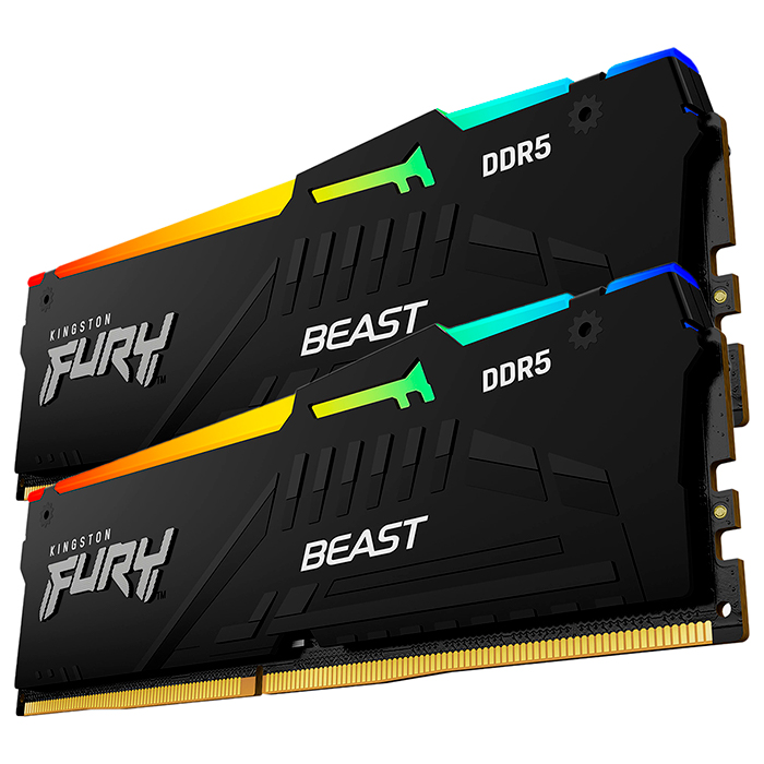 Memoria RAM DDR5 64GB 5200MT/s KINGSTON FURY BEAST RGB 2x32GB Negro KF552C36BBEAK2-64 