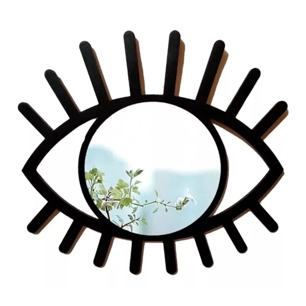 Espejo Ojo Turco Decorativo Madera Y Acrílico, Color Negro Mate