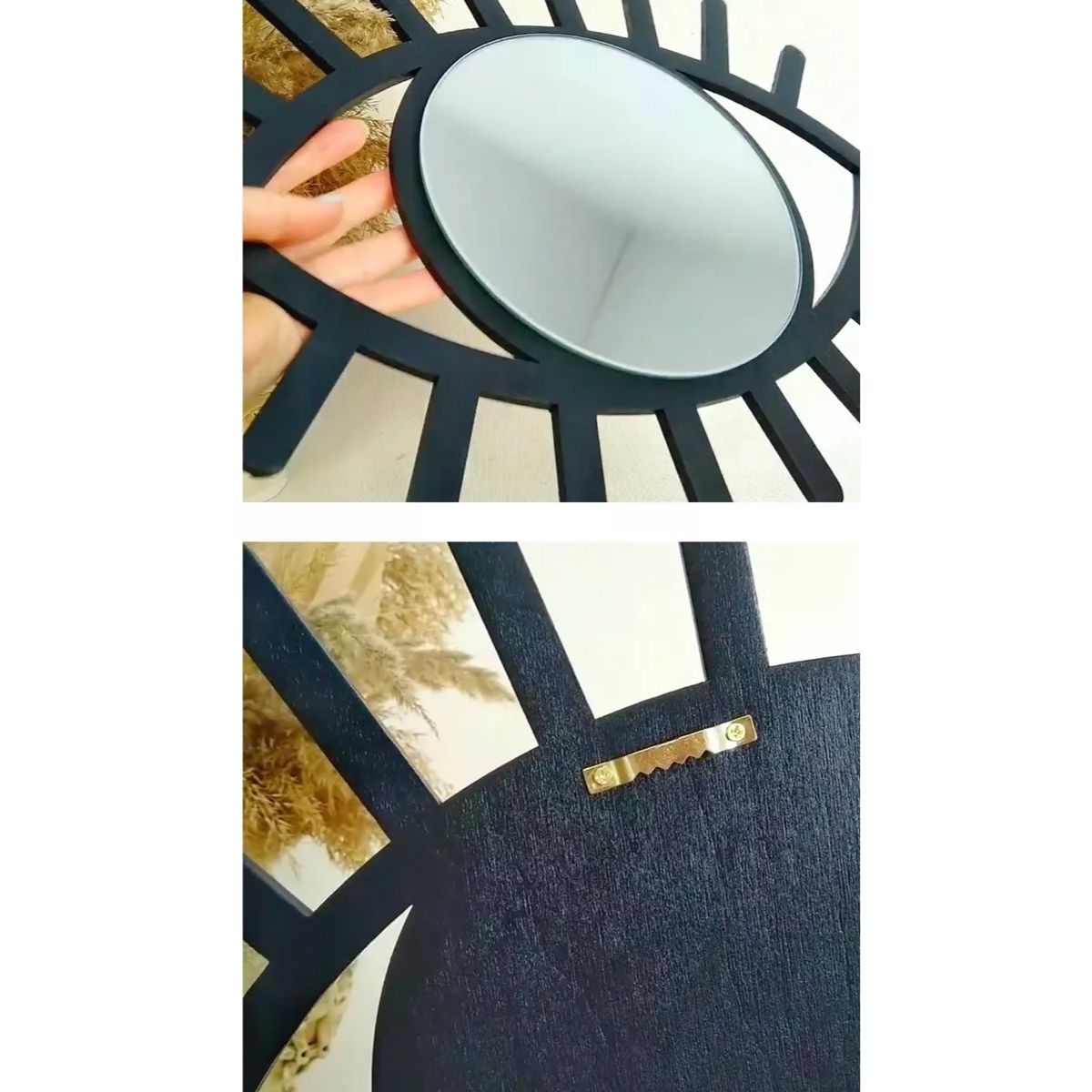 Espejo Ojo Turco Decorativo Madera Y Acrílico, Color Negro Mate