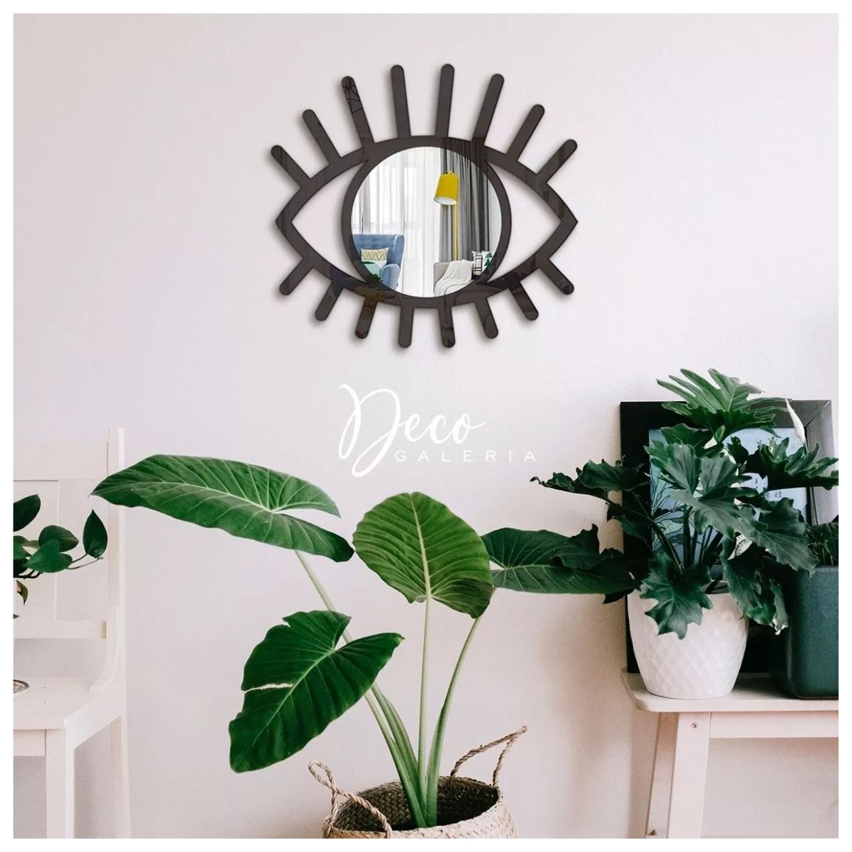 Espejo Ojo Turco Decorativo Madera Y Acrílico, Color Negro Mate