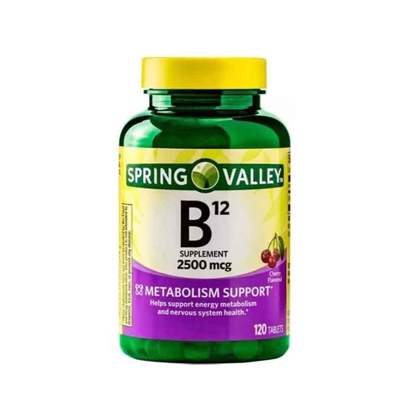 Vitamina B12 2500mcg Spring Valley 120 tabletas Quick-Dissolve Sabor Cereza