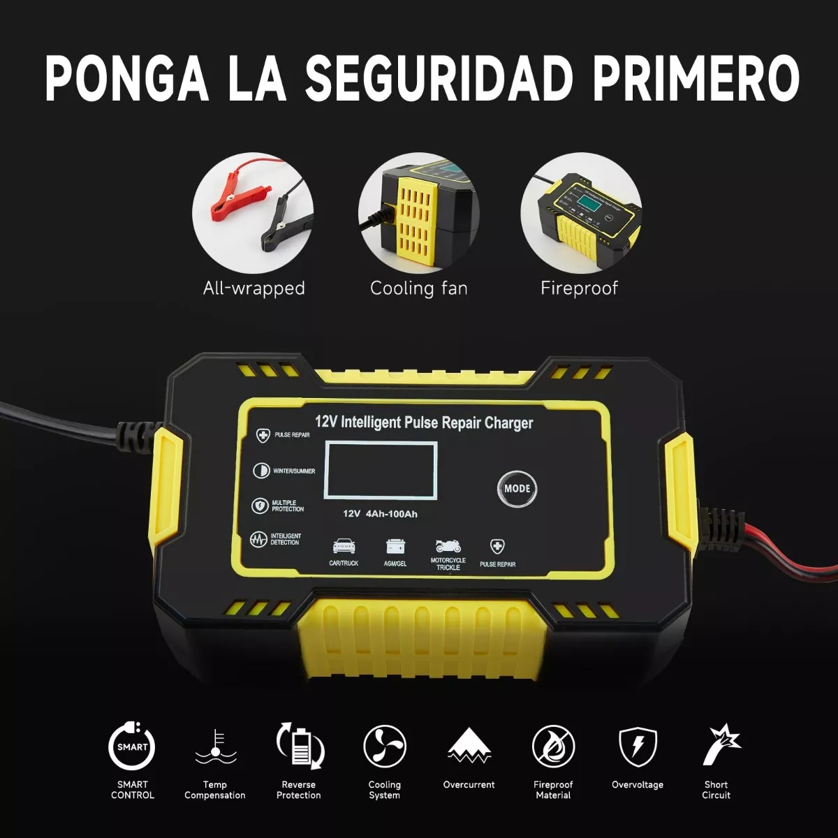 Cargador Inteligente Para Batería Coche/moto De 12v 6a