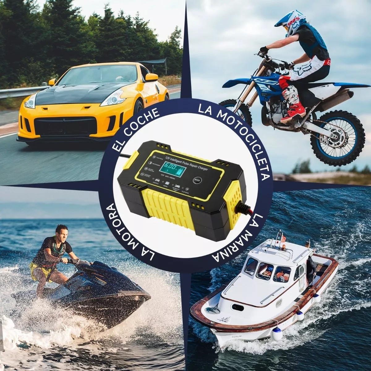 Cargador Inteligente Para Batería Coche/moto De 12v 6a