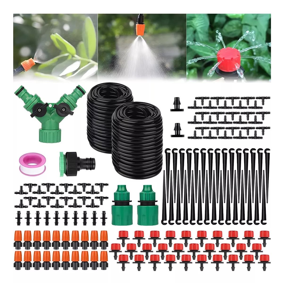 Sistema De Riego Por Goteo Y Aspersión Para Jardín Kit 20