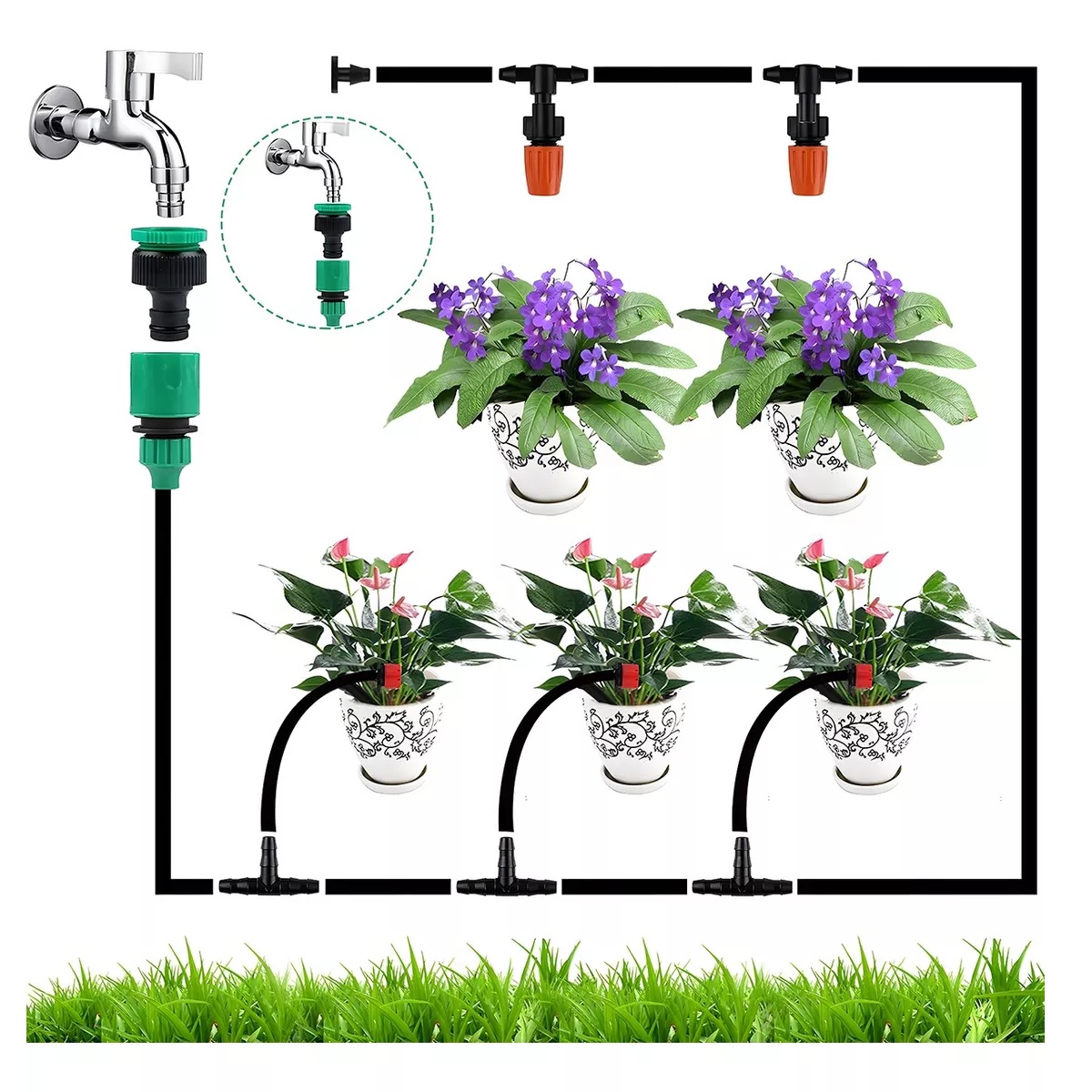 Sistema De Riego Por Goteo Y Aspersión Para Jardín Kit 20