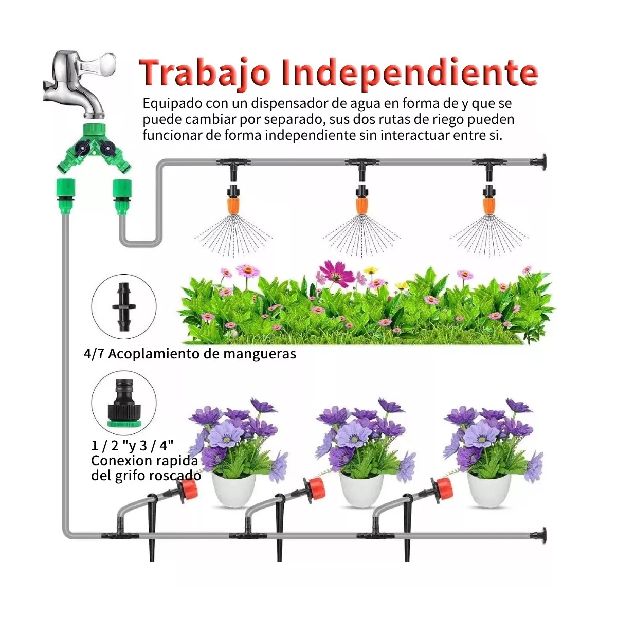 Kit 40m 158pzs Sistema De Riego Automático Por Goteo Ahorra Agua
