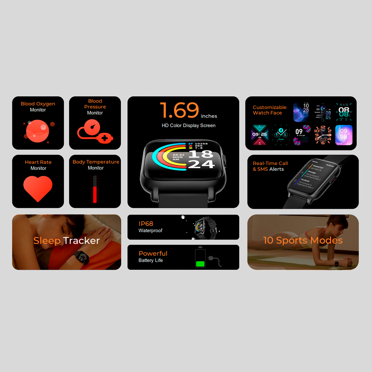 Smartwatch 1MORE Omthing E-Joy SE Medición de frecuencia cardíaca y Presión arterial, Reloj inteligente a prueba de agua