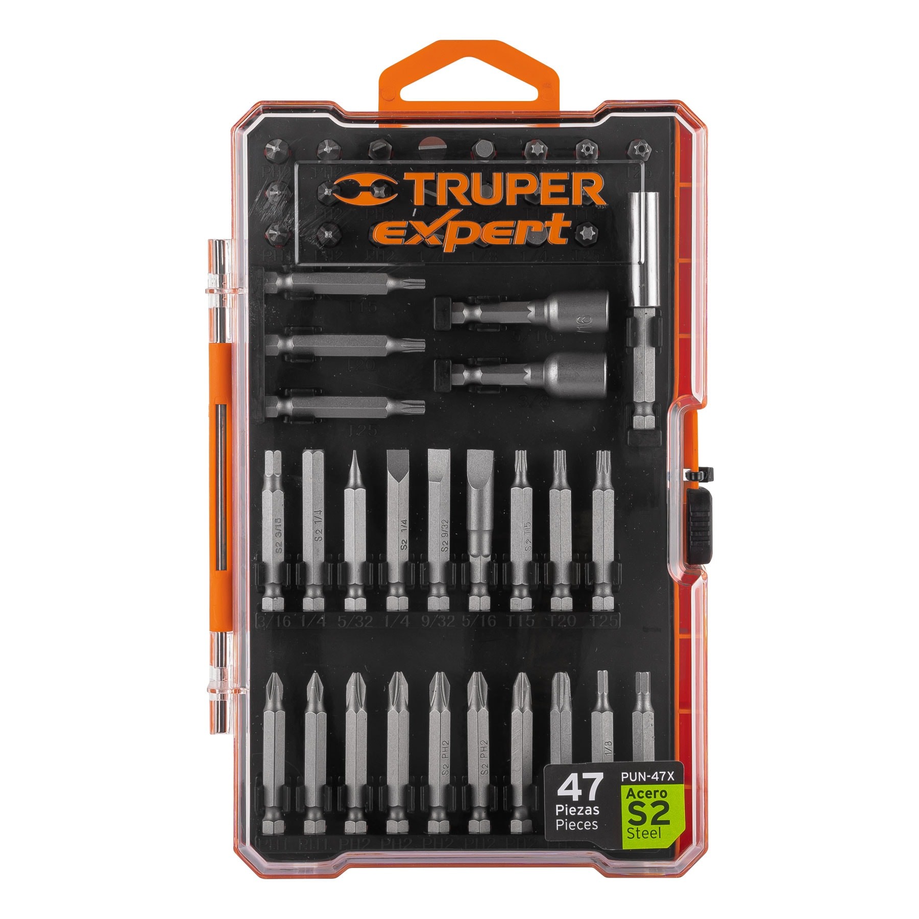 JUEGO DE 47 PUNTAS MIXTAS LARGOS 1" Y 2" EN ESTUCHE, TRUPER EXPERT 11895