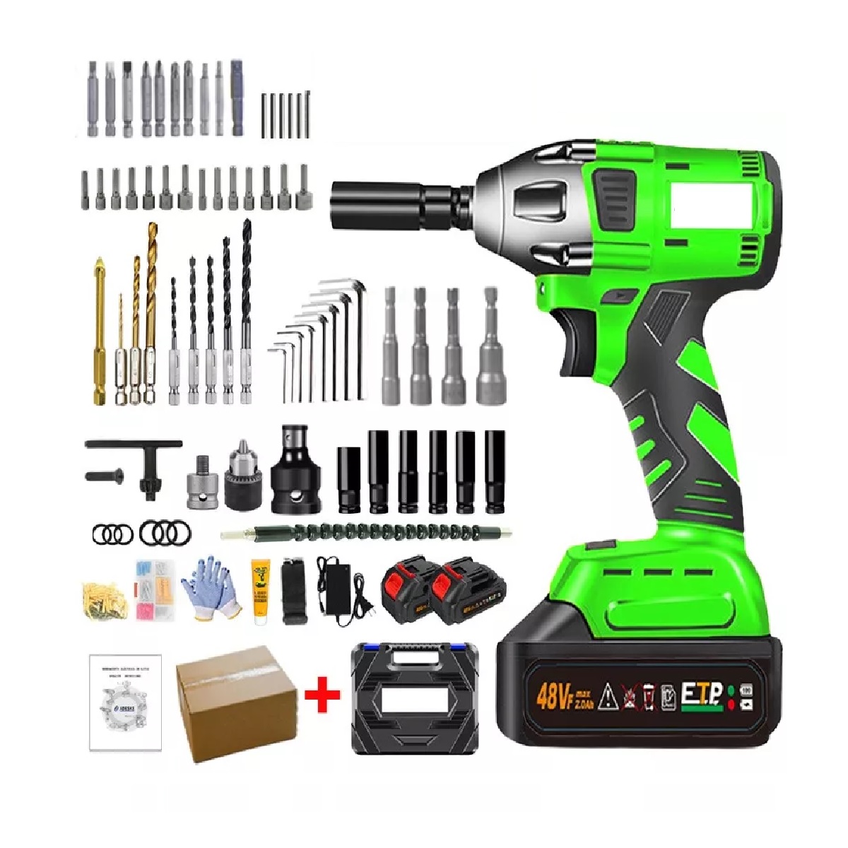 Kit Llave De Impacto Inalambrico Pistola Taladro Recargable 