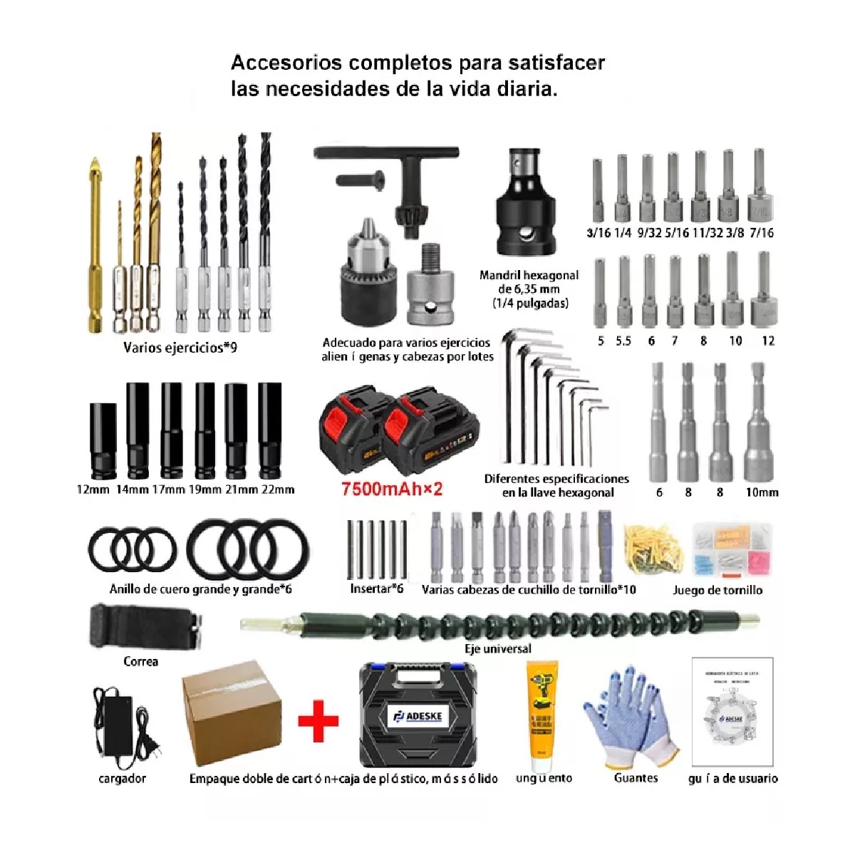 Kit Llave De Impacto Inalambrico Pistola Taladro Recargable 