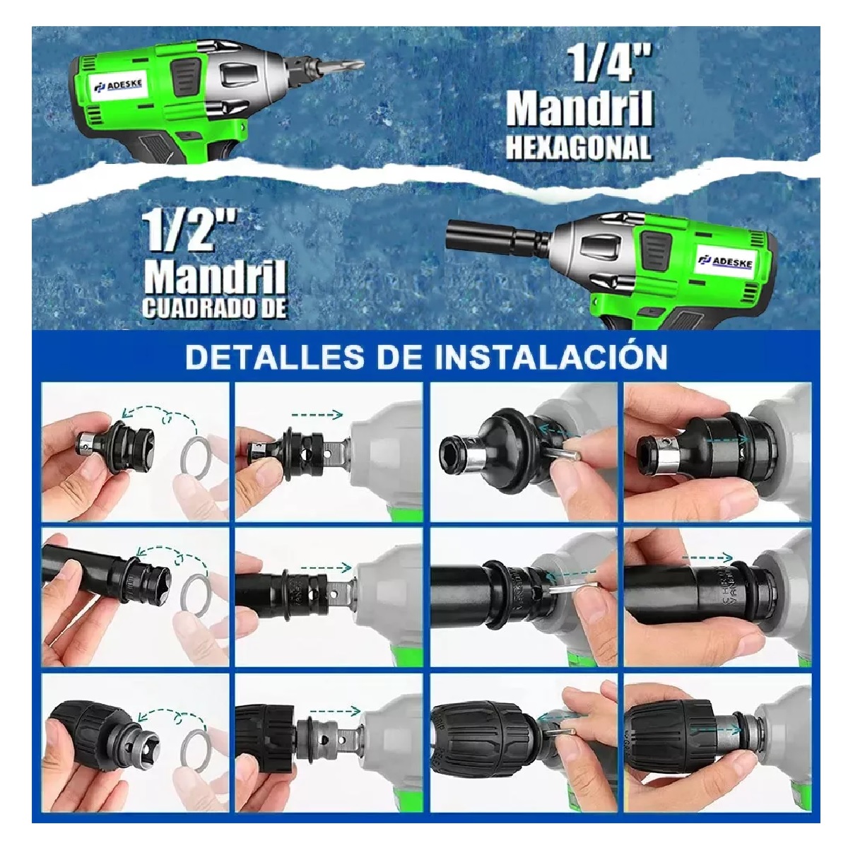 Kit Llave De Impacto Inalambrico Pistola Taladro Recargable 