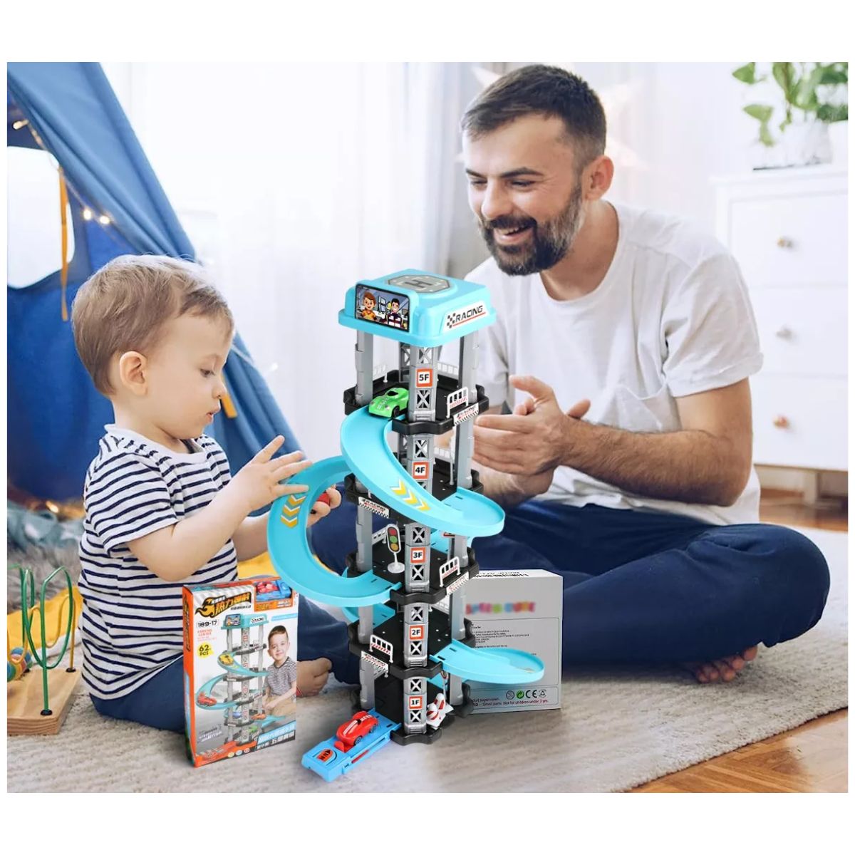 Pista Carreras Juguetes Niños Para Niños Azul