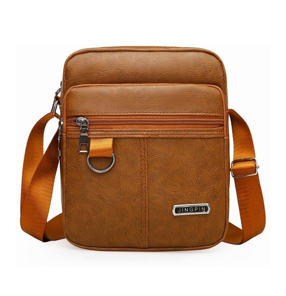 Portafolios Hombre Maletin Bandoleras Piel Casual Negocios marrón claro 