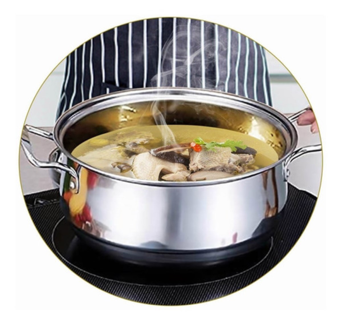 Cocina Inducción Cacerolas Y Sarten Acero Inoxidable 3pcs Plata 