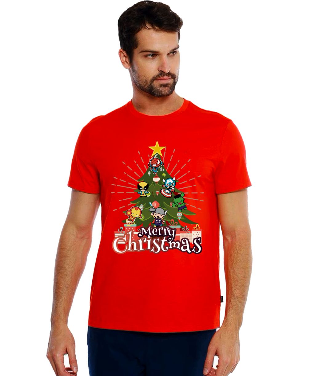 Playera Navidad Dise o 03 Pino Superheroes Merry Christmas