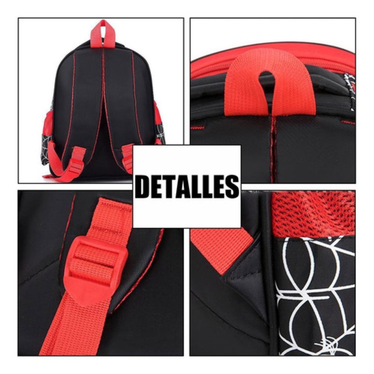 Mochila Escolar Preescolar Impermeable Spider Man 3d Dibujos Animados Color Rojo Con Negro