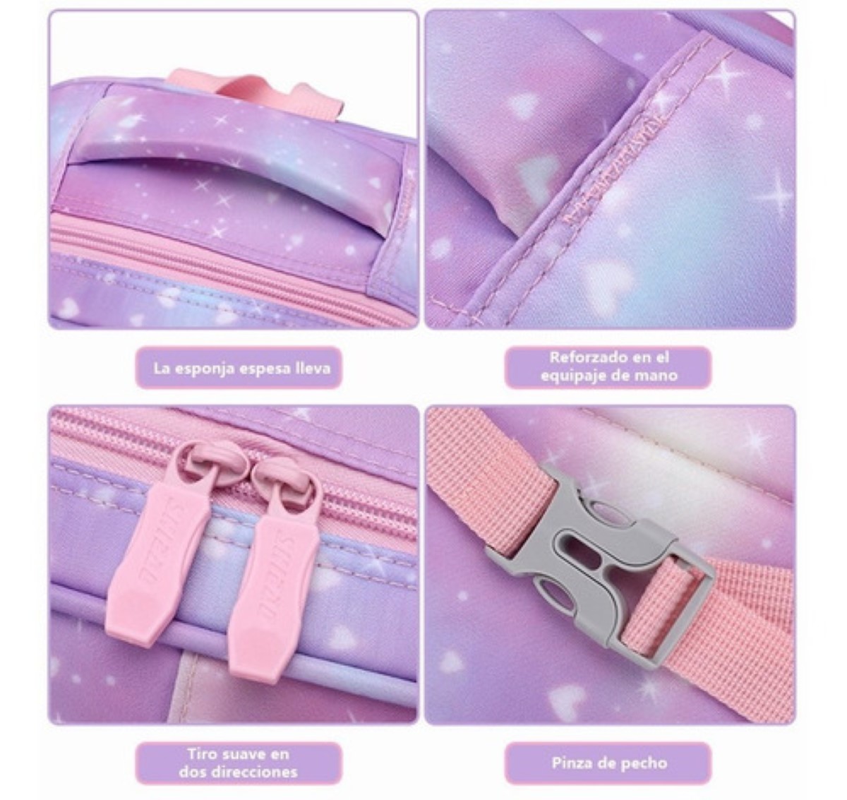 Mochila De Carrito Unicornio Bolsa Primaria Las Ruedas mORADO uNICORNIO