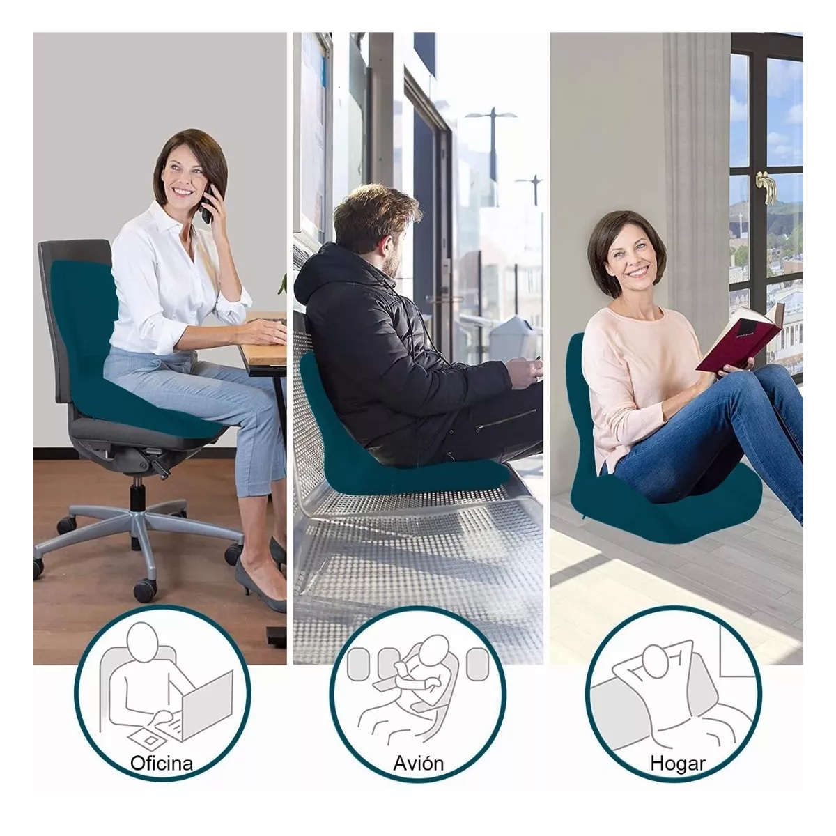 Juego De Almohadas De Soporte Lumbar De Cojín De Asiento