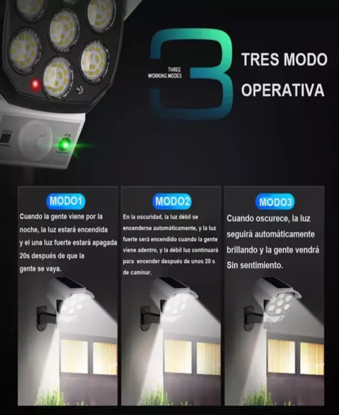 Lámpara Solar Para Exteriores Luz Led Solar Imitación Cámara