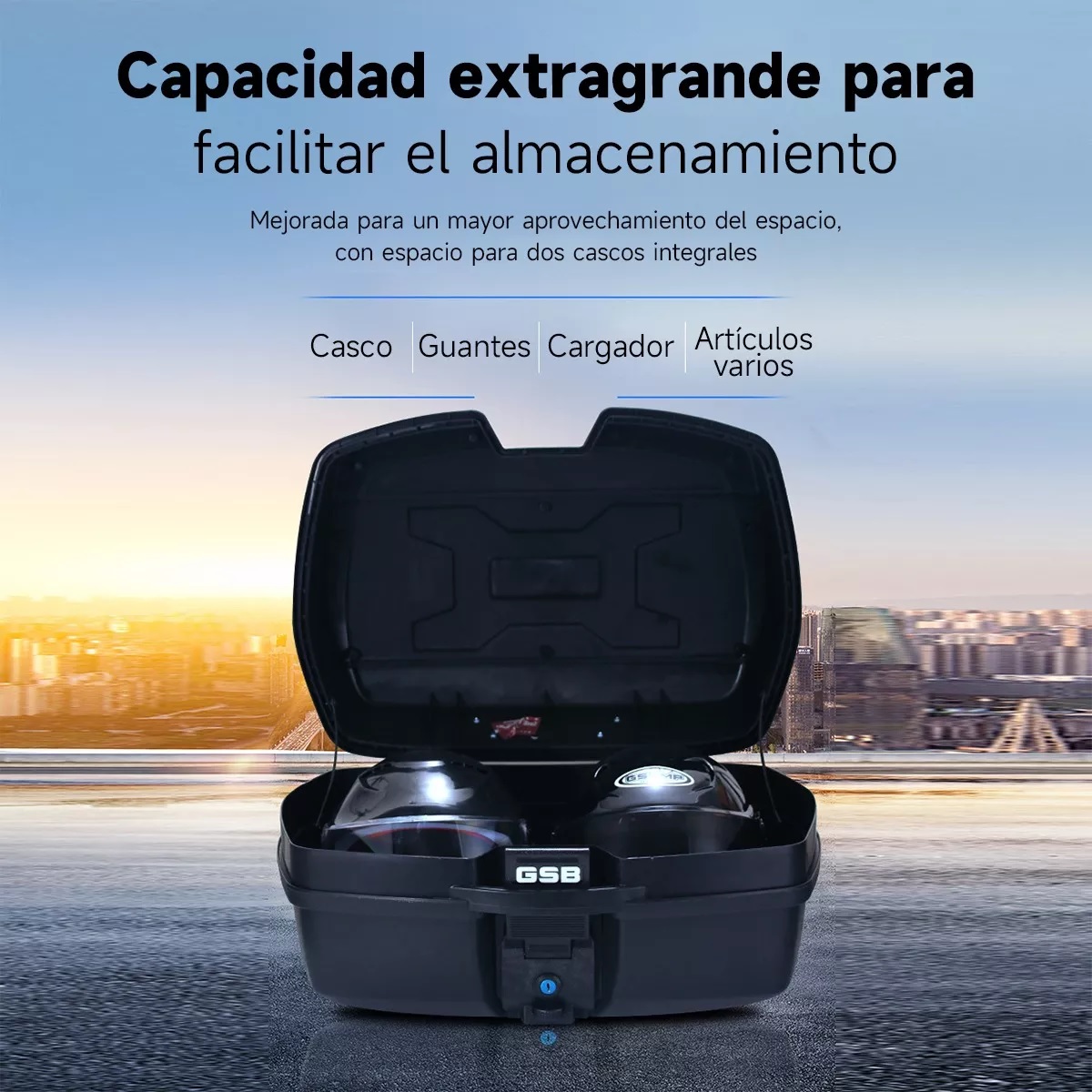  Maleta Trasera Equipaje 45 LApto Para 2 Cascos Moto 