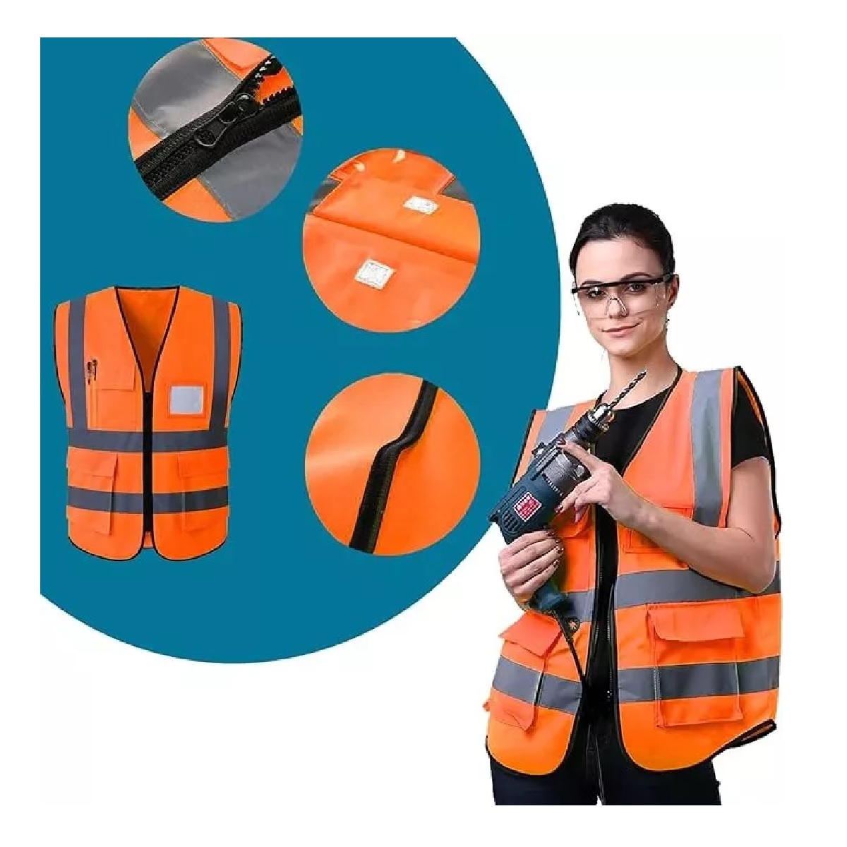 Kit Chaleco De Seguridad Industrial Reflejante Alta Visibilidad 3Pzas