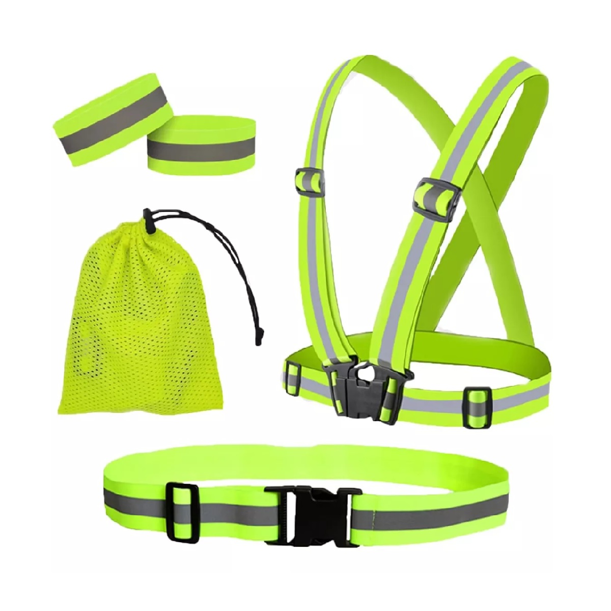 Kit Chaleco Reflejante Seguridad Tirantes Reflejantes 5 Pcs