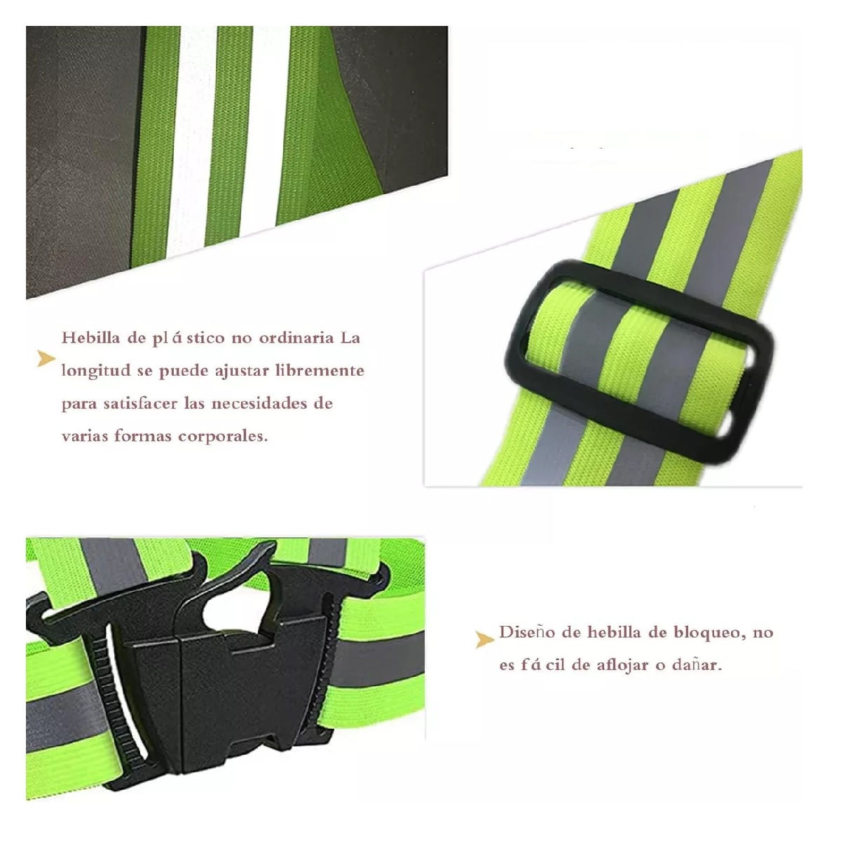 Kit Chaleco Reflejante Seguridad Tirantes Reflejantes 5 Pcs