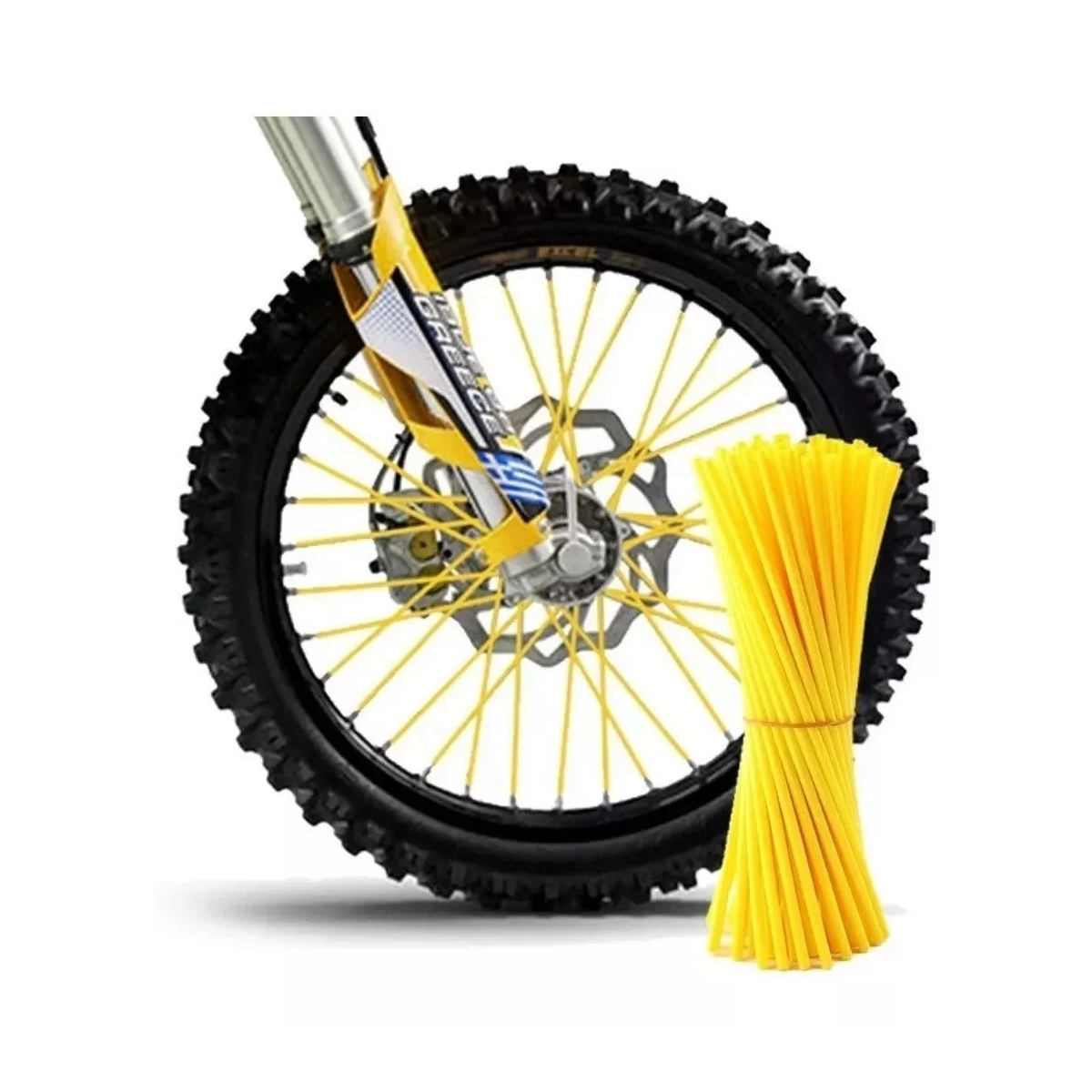 Juego 72pcs 24cm Popotes Cubre Rayos Motocross Spokes Bicicleta Amarillo