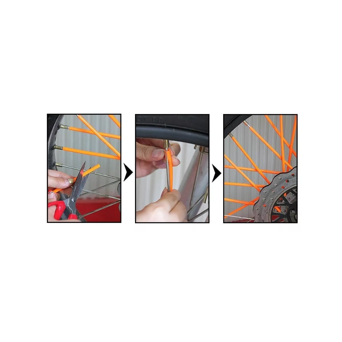 Juego 72pcs 24cm Popotes Cubre Rayos Motocross Spokes Bicicleta Naranja