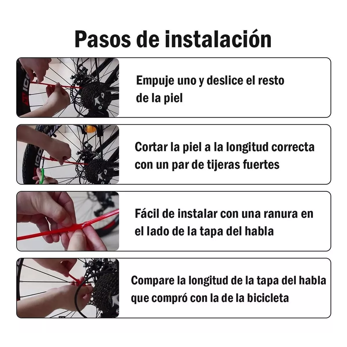 Juego 72pcs 24cm Popotes Cubre Rayos Motocross Spokes Bicicleta Negro