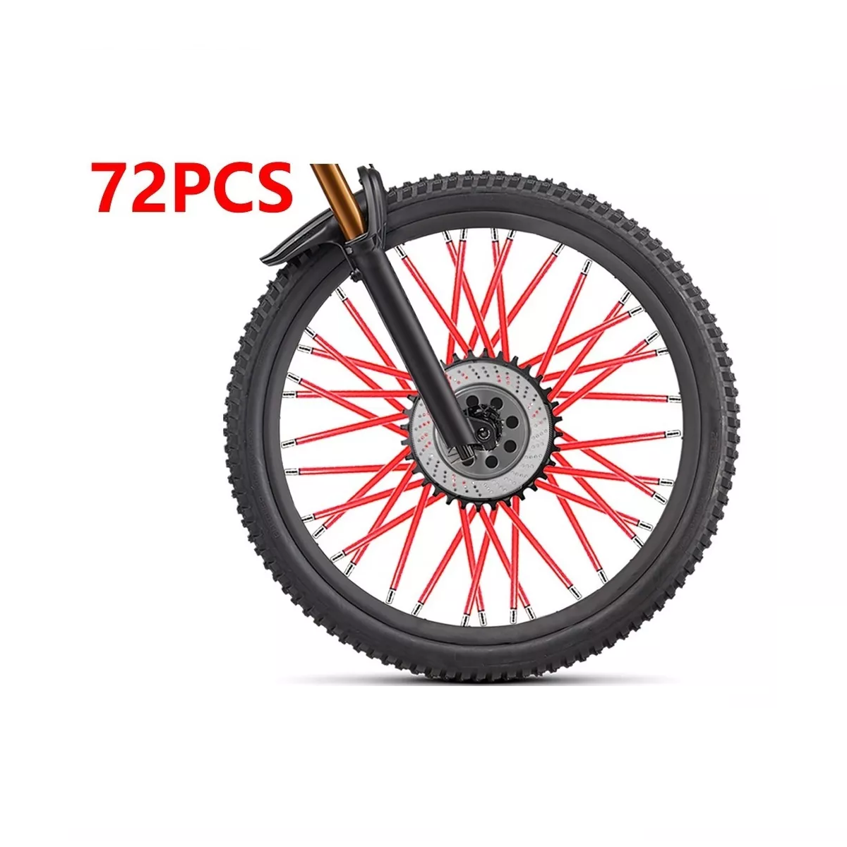 Juego 72pcs 24cm Popotes Cubre Rayos Motocross Spokes Bicicleta Rojo