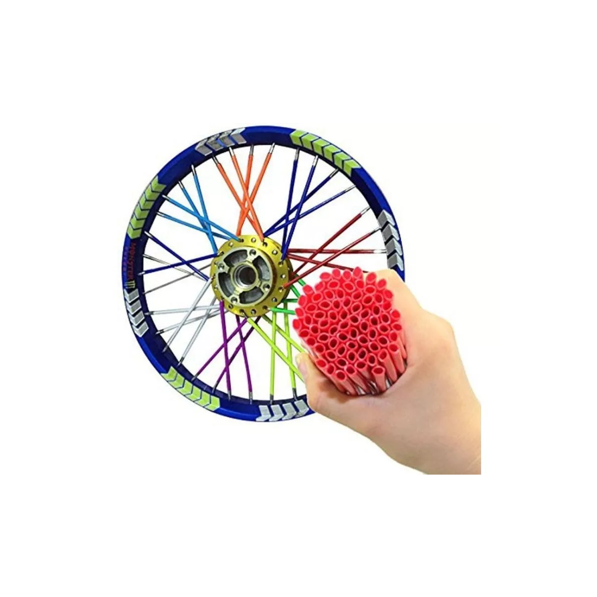 Juego 72pcs 24cm Popotes Cubre Rayos Motocross Spokes Bicicleta Rojo