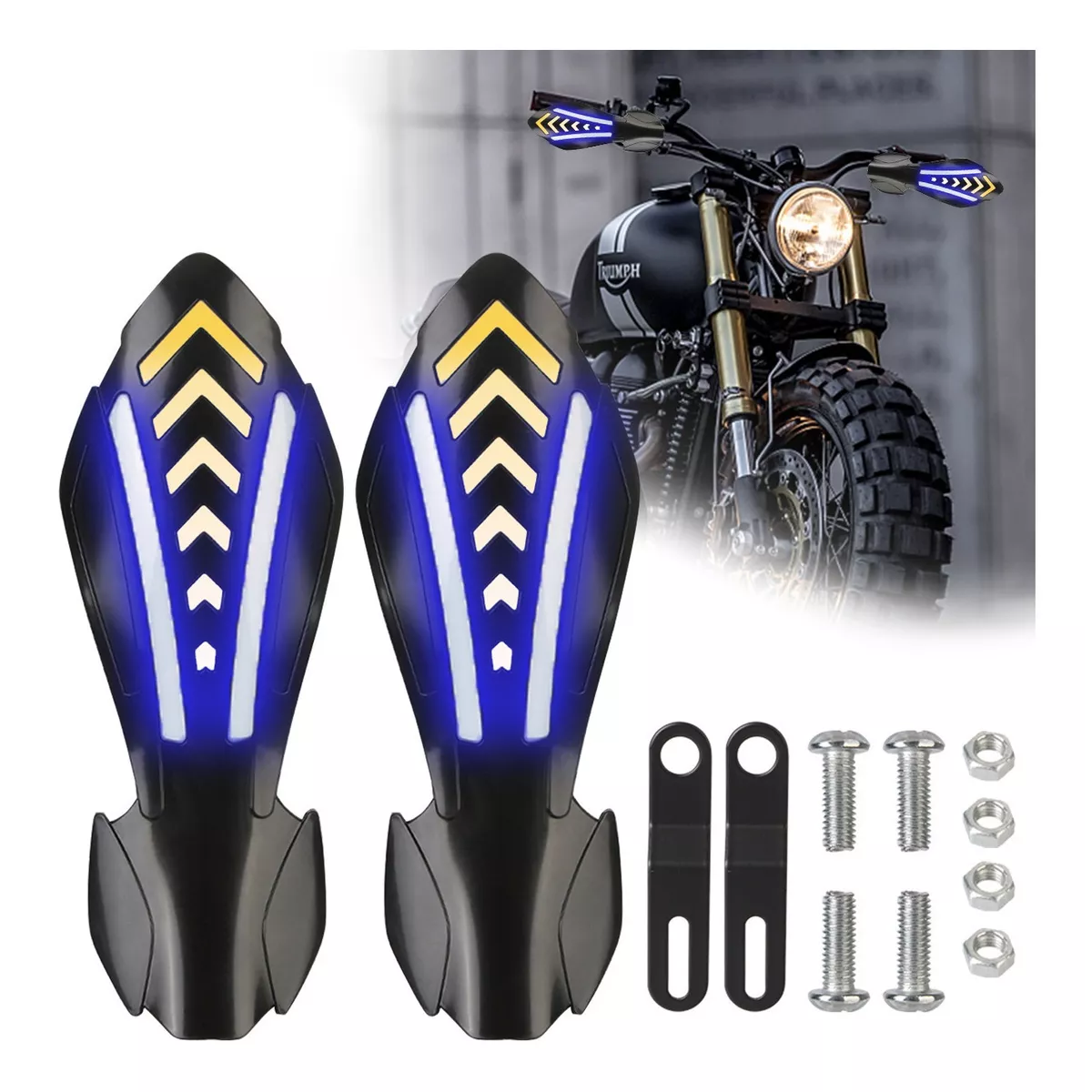 Cubre Puños Moto Handguars Motocicleta Con Luz Led Universal