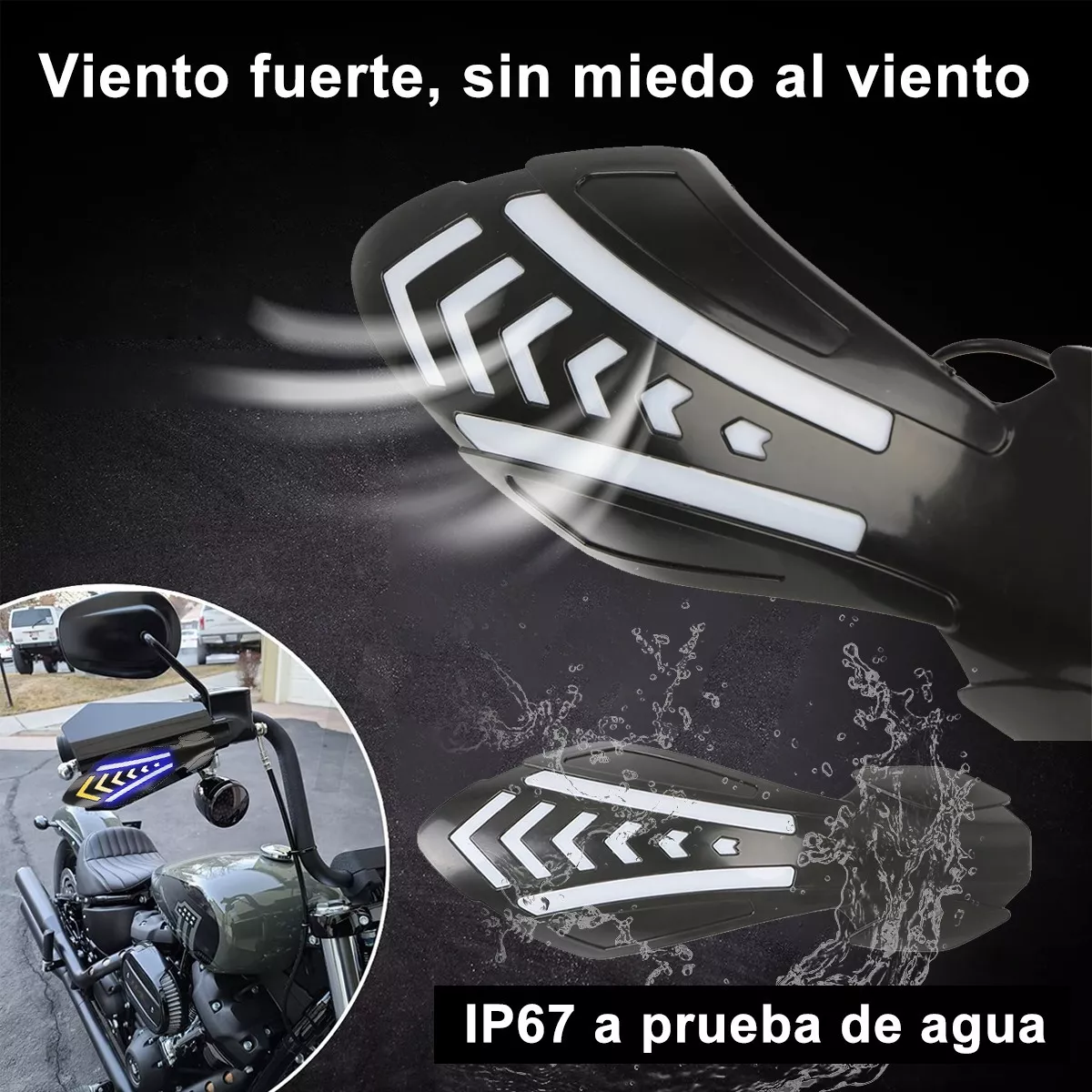 Cubre Puños Moto Handguars Motocicleta Con Luz Led Universal
