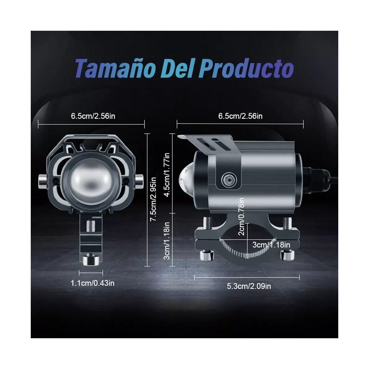 Par Faros De Lupa Led Auxiliar Luz Doble Color Auto Moto 80w