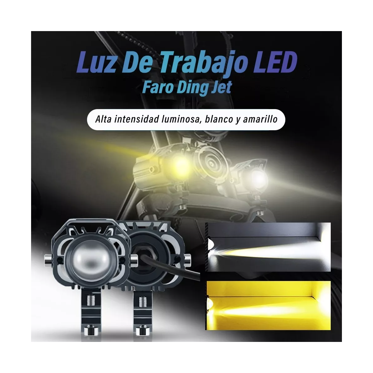 Par Faros De Lupa Led Auxiliar Luz Doble Color Auto Moto 80w