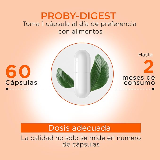 OBY Proby Digest Probióticos 60 Billones, Prebióticos, Inulina de Agave, Enzimas Digestivas y Carbón Activado | 60 Cápsulas para 60 Días | Probioticos Hombre y Mujer