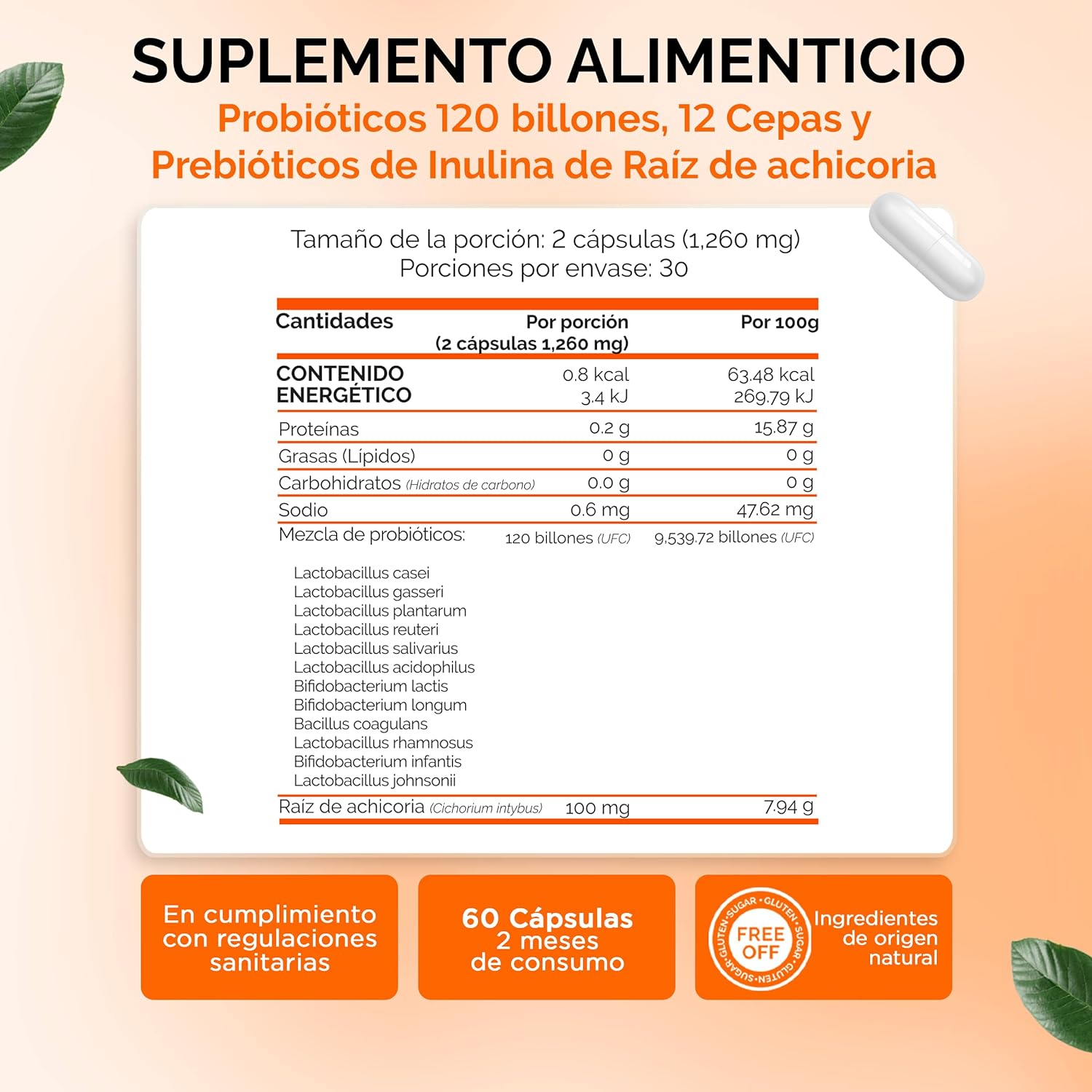 OBY MULTI Probiotics | Probioticos 120 Billones de 12 Cepas + Prebioticos - Incluye Inulina Raiz de Achicoria | 60 cápsulas - Probioticos Mujer y Hombre