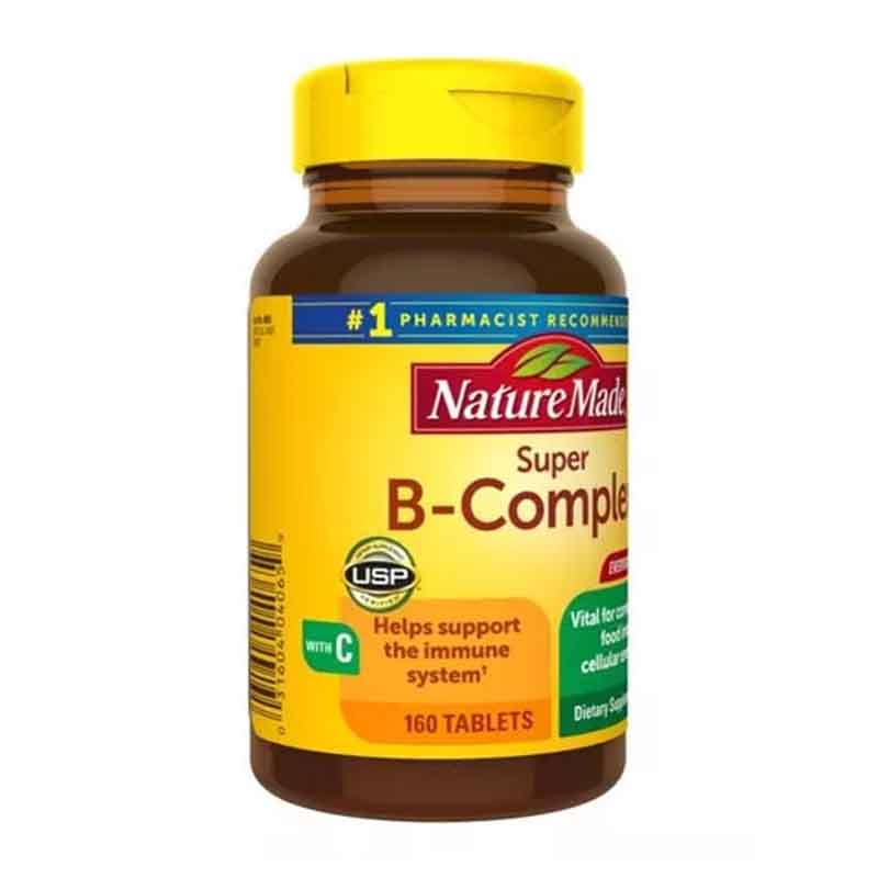 Super B-Complex + Vitamina C Nature Made Multivitaminico Vitamina B1, B2, B6 con 160 capsulas