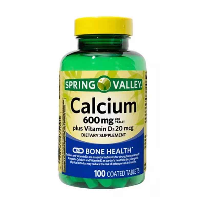 Calcio 600mg + Vitamina D3 800IU Spring Valley 100 tabletas Ayuda Huesos 