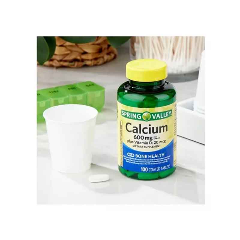 Calcio 600mg + Vitamina D3 800IU Spring Valley 100 tabletas Ayuda Huesos 