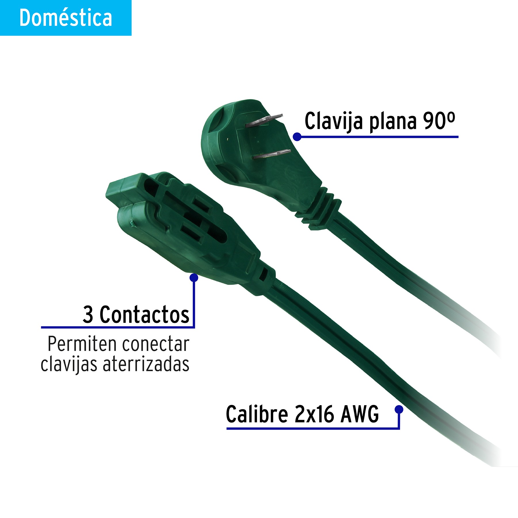 EXTENSIONES ELÉCTRICAS DOMÉSTICAS, VERDES VOLTECK 48020