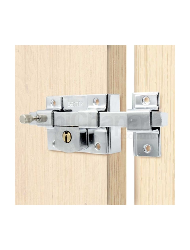 Cerradura Chapa de Pasador o Barra Cromado Derecha Llave Sencilla Dexter