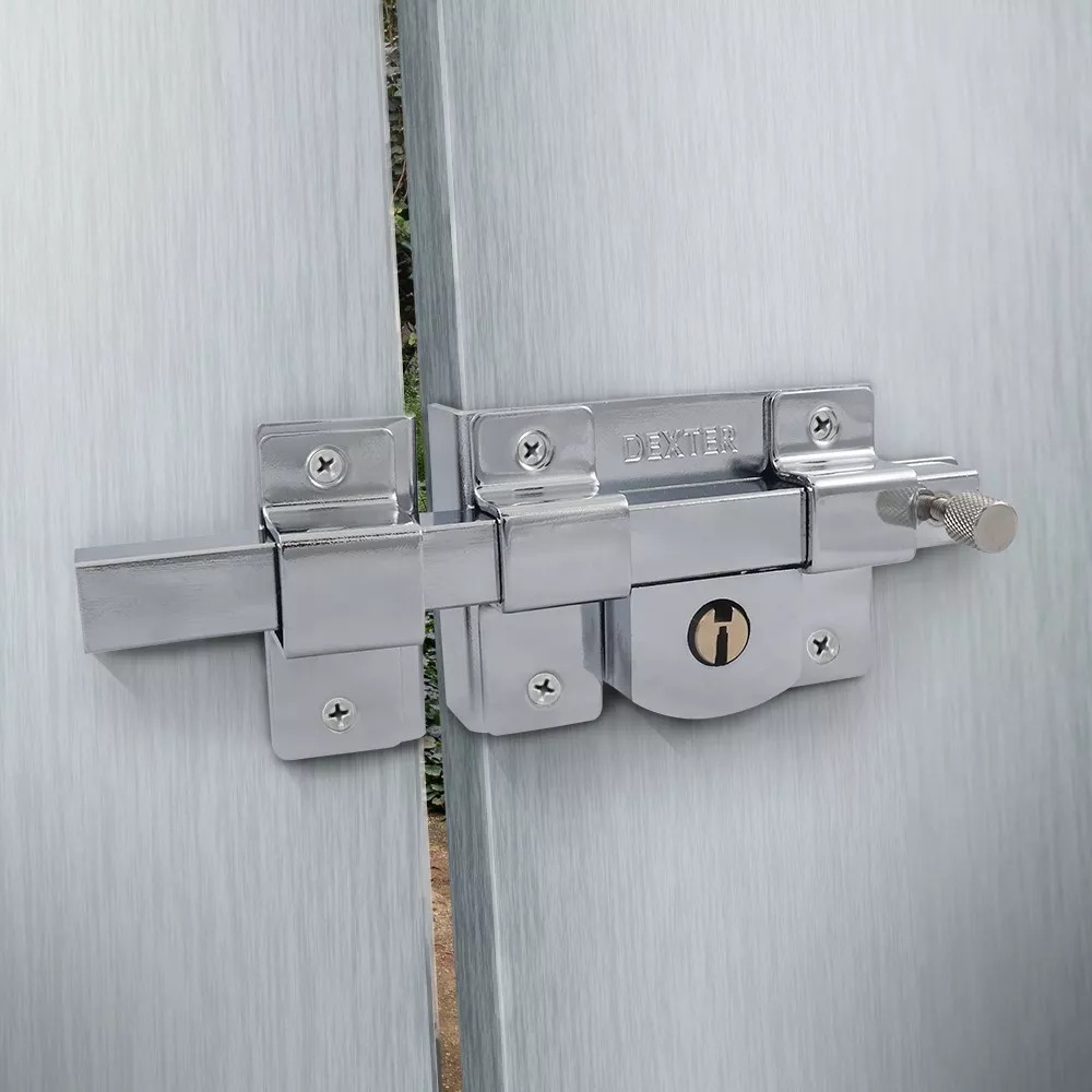 Cerradura Chapa de Pasador o Barra Cromado Izquierda Llave Sencilla Dexter