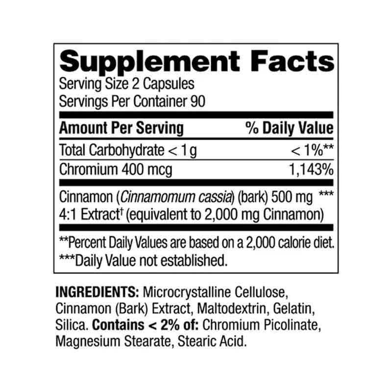 Canela 1000mg Spring Valley + Cromo 400mg con 180 tabletas